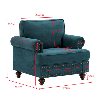 82'' Chenille Modern 3 Seater Sofa Couch with Brown Legs, 2 Pillow and Removable Cushions, Back
