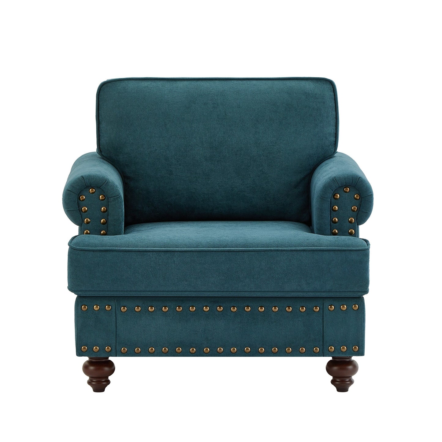 82'' Chenille Modern 3 Seater Sofa Couch with Brown Legs, 2 Pillow and Removable Cushions, Back