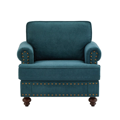 82'' Chenille Modern 3 Seater Sofa Couch with Brown Legs, 2 Pillow and Removable Cushions, Back
