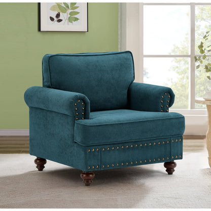 82'' Chenille Modern 3 Seater Sofa Couch with Brown Legs, 2 Pillow and Removable Cushions, Back