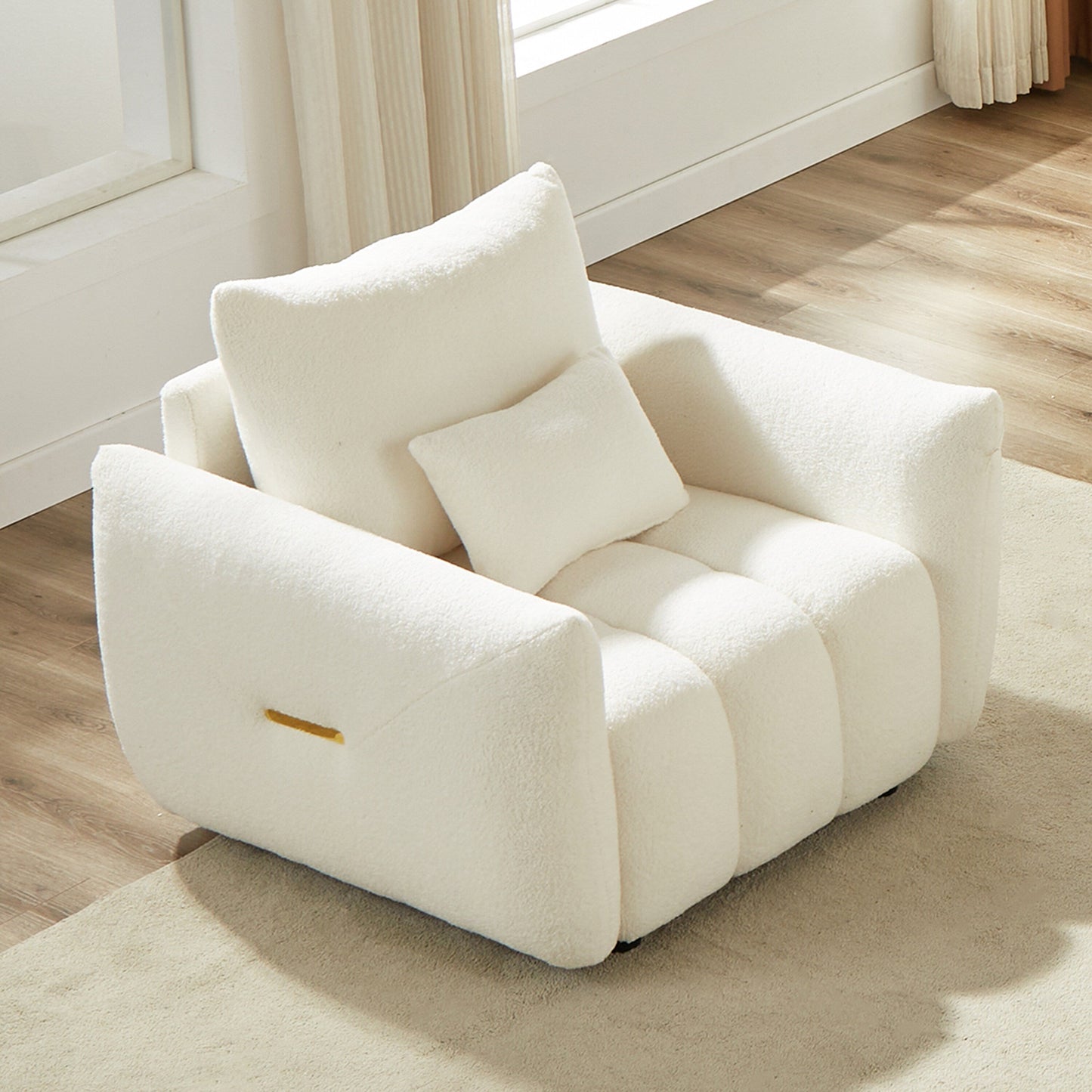 82'' Fabric 3-Seater Sofa with Plush Back Pillows, Solid Wood Frame, and Comfortable Foam Cushions