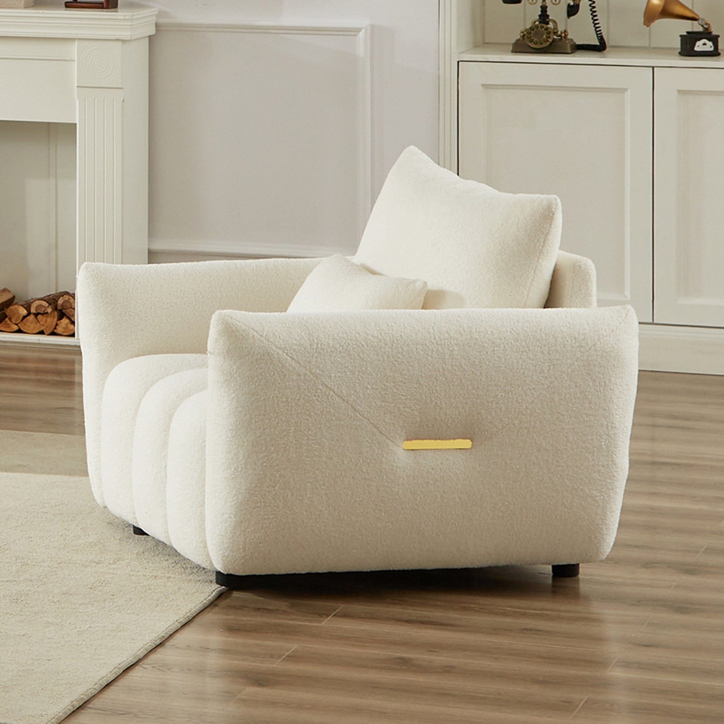 82'' Fabric 3-Seater Sofa with Plush Back Pillows, Solid Wood Frame, and Comfortable Foam Cushions