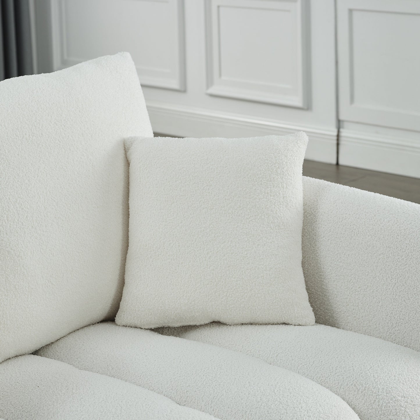82'' Fabric 3-Seater Sofa with Plush Back Pillows, Solid Wood Frame, and Comfortable Foam Cushions