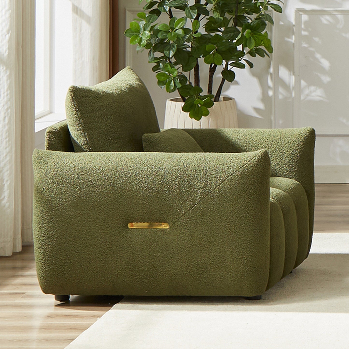 82'' Fabric 3-Seater Sofa with Plush Back Pillows, Solid Wood Frame, and Comfortable Foam Cushions