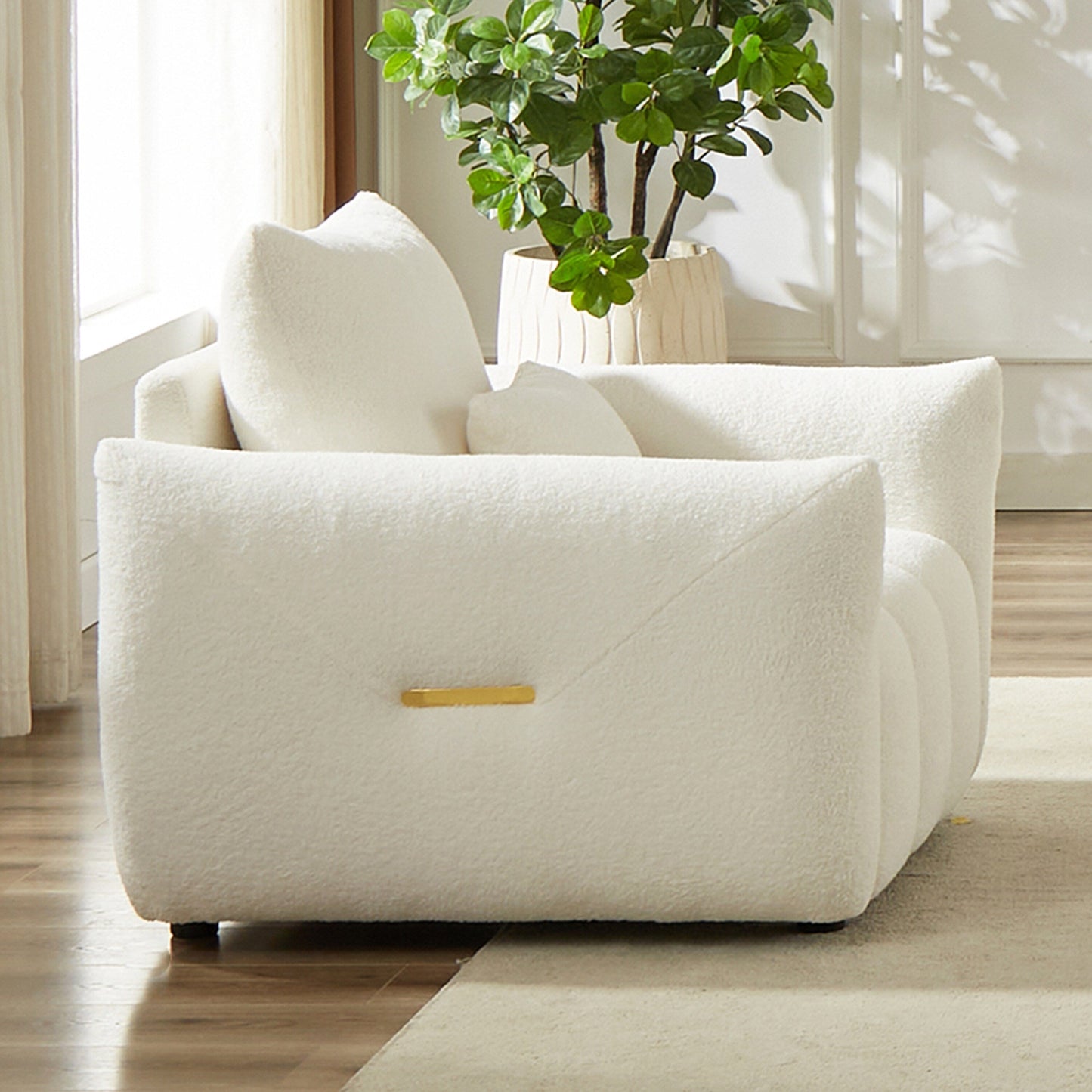 82'' Fabric 3-Seater Sofa with Plush Back Pillows, Solid Wood Frame, and Comfortable Foam Cushions