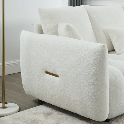 82'' Fabric 3-Seater Sofa with Plush Back Pillows, Solid Wood Frame, and Comfortable Foam Cushions