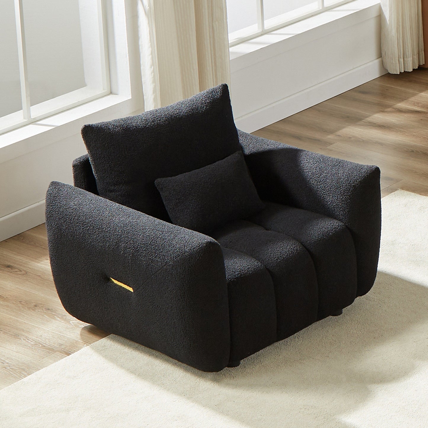 82'' Fabric 3-Seater Sofa with Plush Back Pillows, Solid Wood Frame, and Comfortable Foam Cushions
