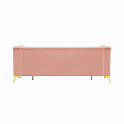 82'' Modern Velvet 3-Seater Couch with Tufted Design and Gold Metal Legs