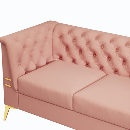 82'' Modern Velvet 3-Seater Couch with Tufted Design and Gold Metal Legs