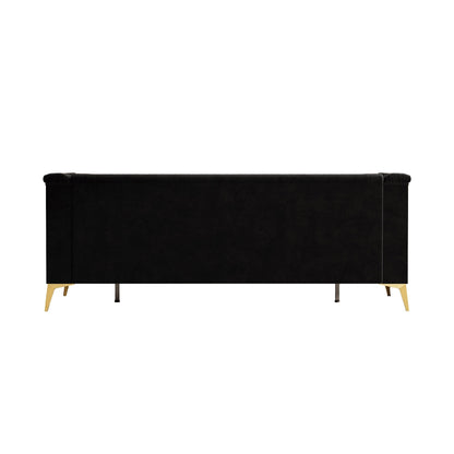 82'' Modern Velvet 3-Seater Couch with Tufted Design and Gold Metal Legs