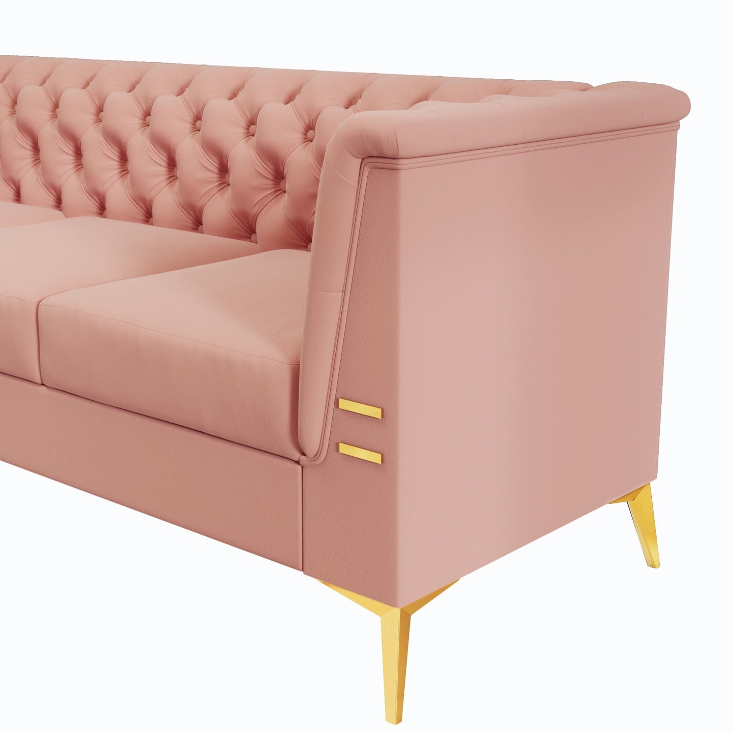 82'' Modern Velvet 3-Seater Couch with Tufted Design and Gold Metal Legs
