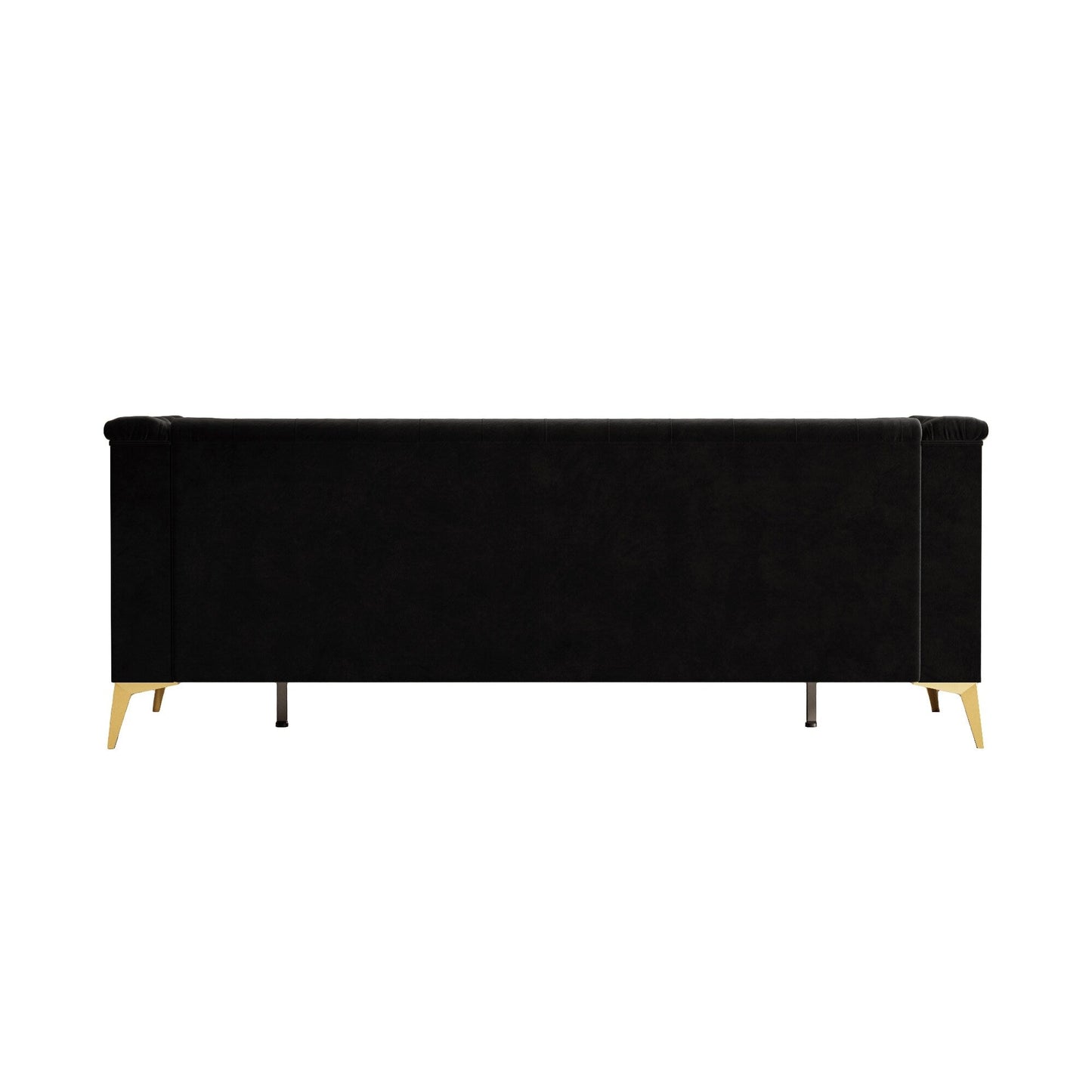 82'' Velvet 3 Seater Chesterfield Sofa Couch with Gold Metal Legs, High Rebound Sponge and Removable Cushions