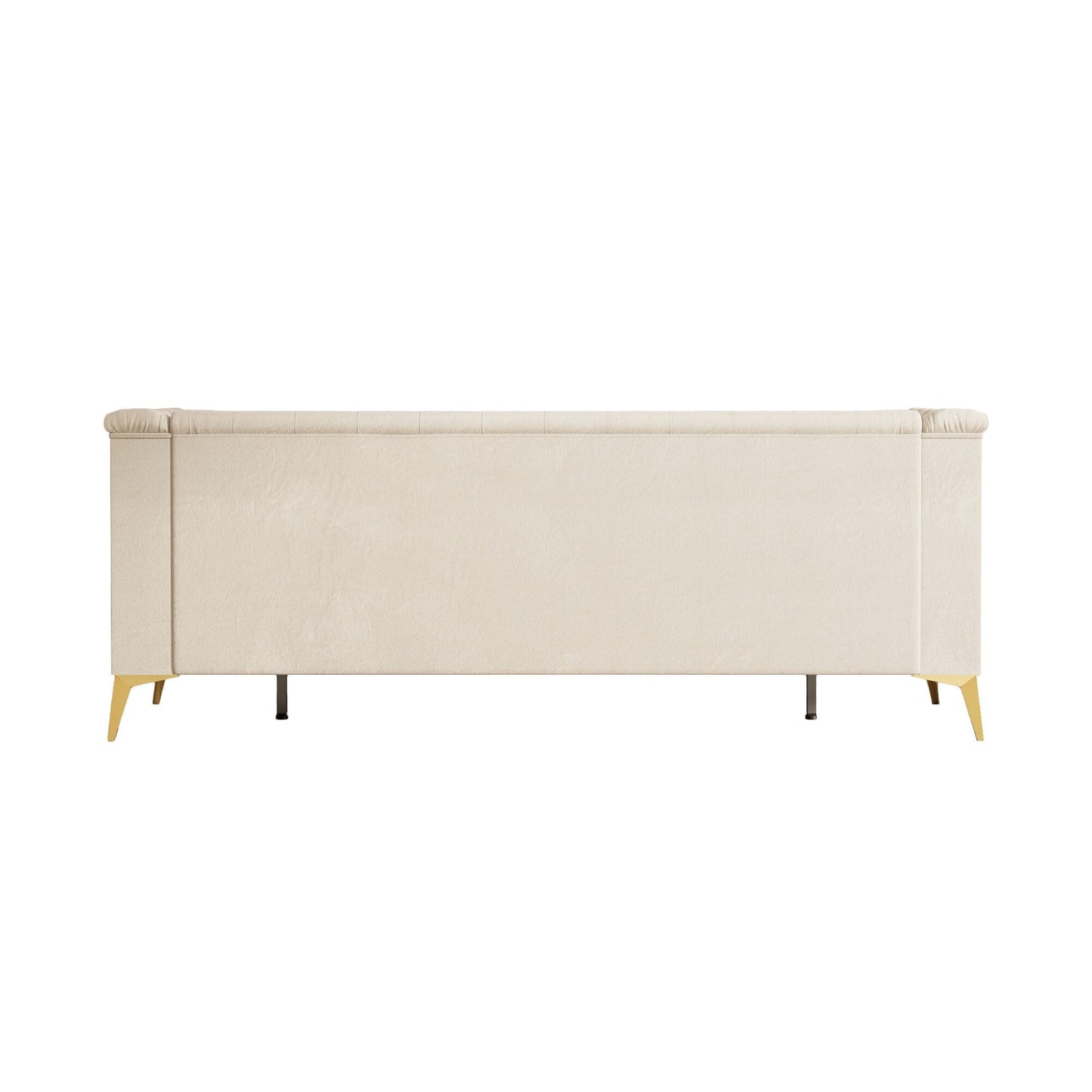 82'' Velvet 3 Seater Chesterfield Sofa Couch with Gold Metal Legs, High Rebound Sponge and Removable Cushions