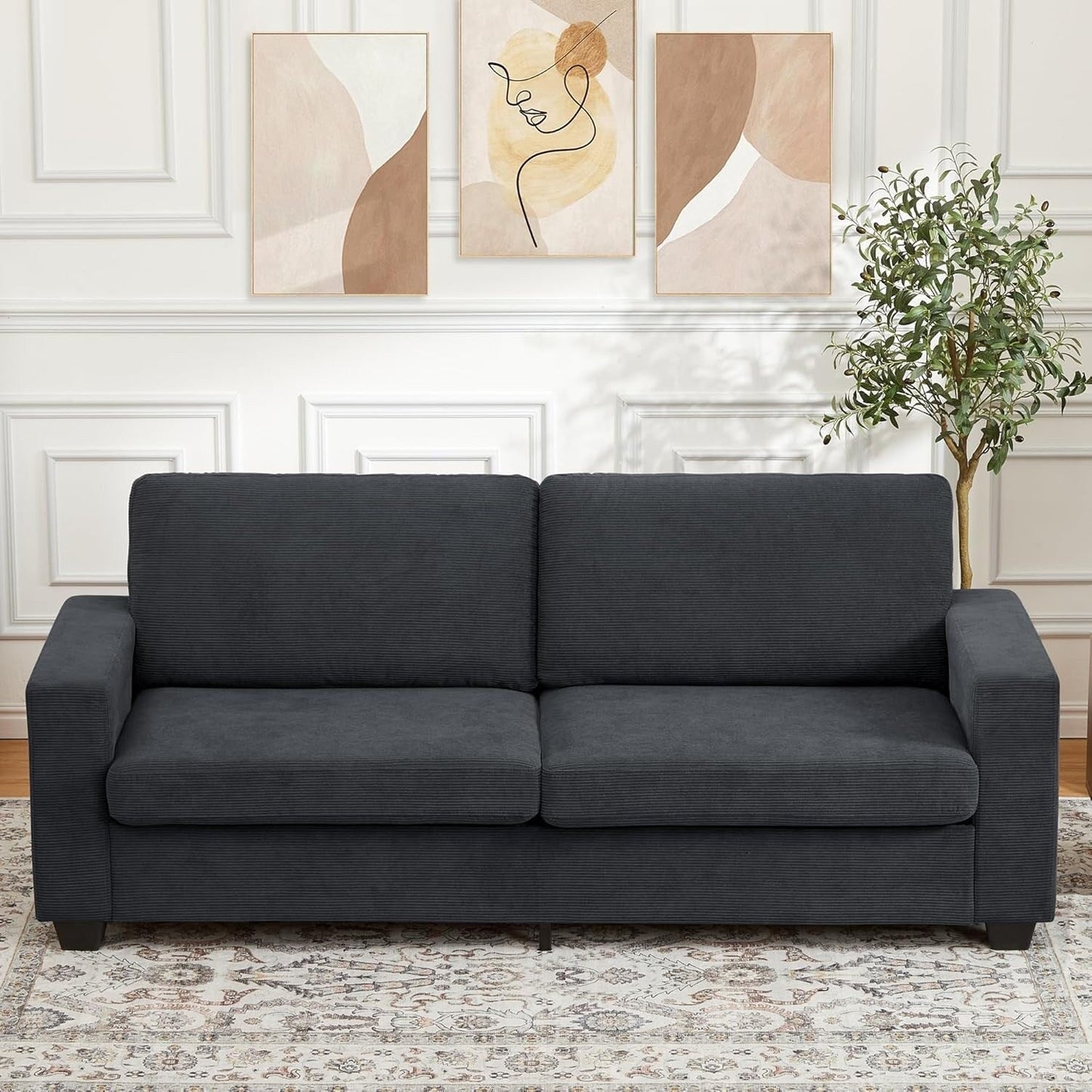 83 Inch Modern 3 Seater Sofa with Deep Seats, Comfortable Cloud Couch for Living Room