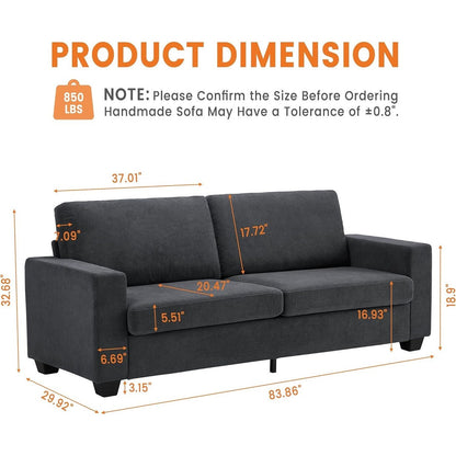 83 Inch Modern 3 Seater Sofa with Deep Seats, Comfortable Cloud Couch for Living Room