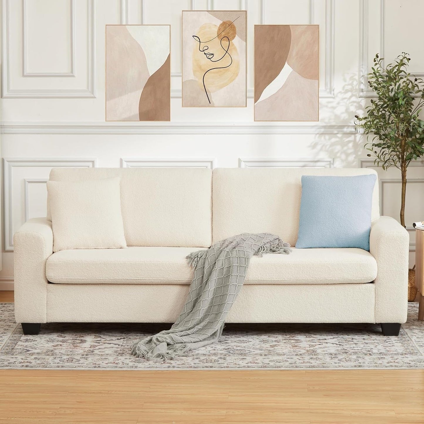 83 Inch Modern 3 Seater Sofa with Deep Seats, Comfortable Cloud Couch for Living Room