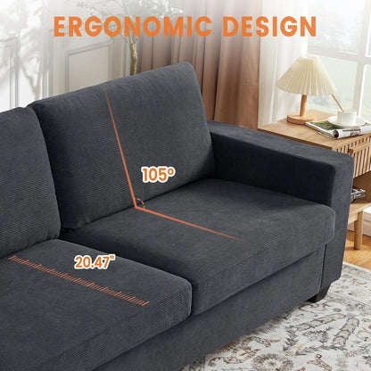 83 Inch Modern 3 Seater Sofa with Deep Seats, Comfortable Cloud Couch for Living Room