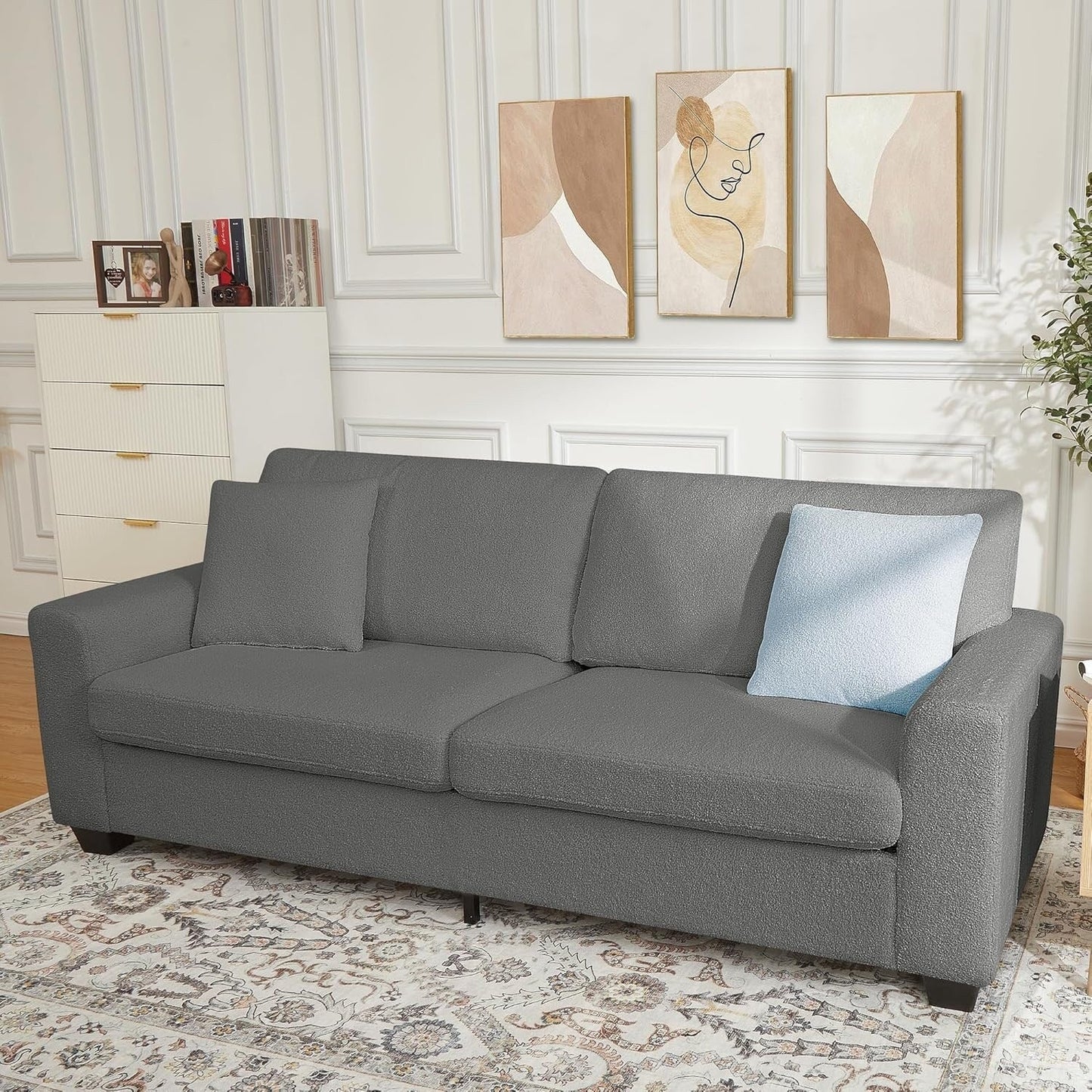 83 Inch Modern 3 Seater Sofa with Deep Seats, Comfortable Cloud Couch for Living Room