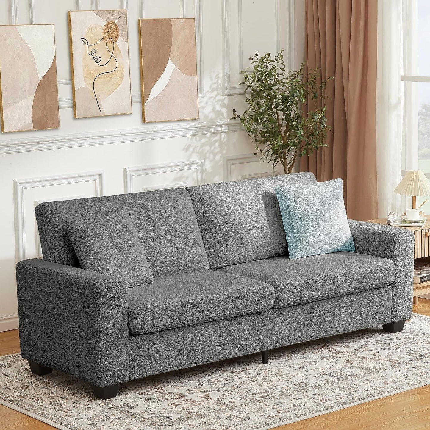 83 Inch Modern 3 Seater Sofa with Deep Seats, Comfortable Cloud Couch for Living Room