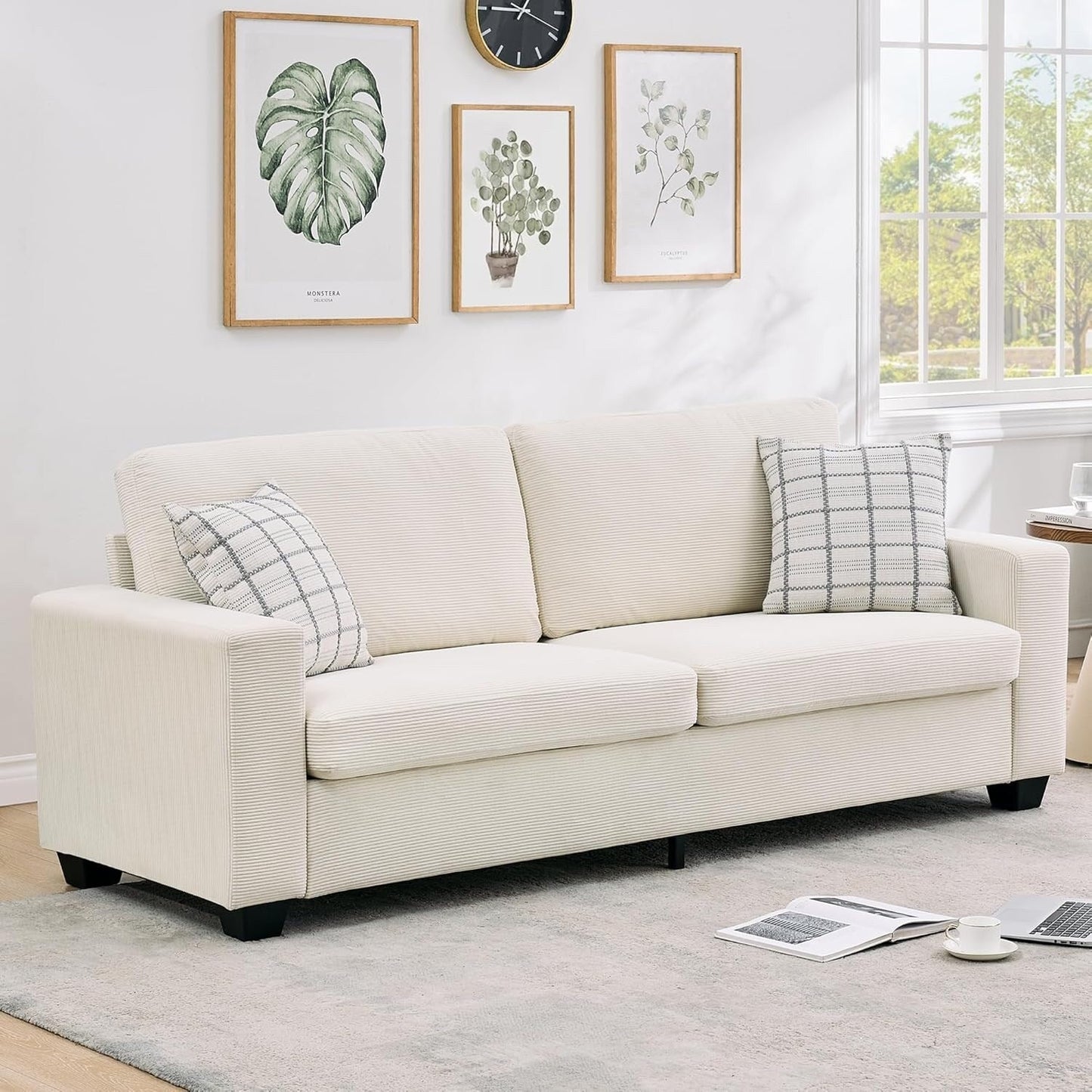 83 Inch Modern 3 Seater Sofa with Deep Seats, Comfortable Cloud Couch for Living Room