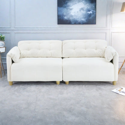 83.1 Flannelette 3-Seater Sofa with High-Density Foam, Solid Wood Frame, Easy Assembly