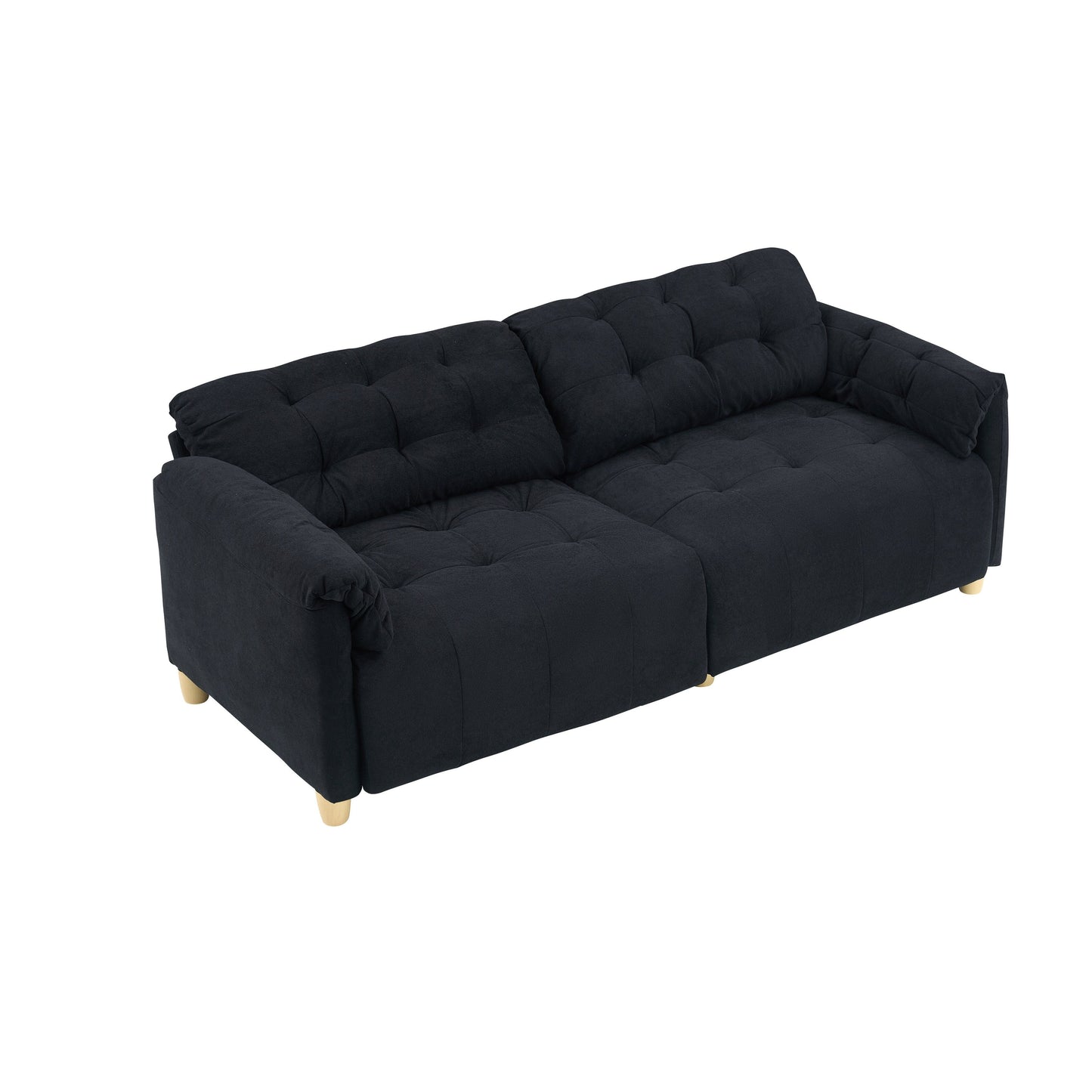 83.1 Flannelette 3-Seater Sofa with High-Density Foam, Solid Wood Frame, Easy Assembly