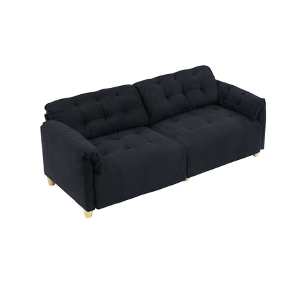 83.1 Flannelette 3-Seater Sofa with High-Density Foam, Solid Wood Frame, Easy Assembly