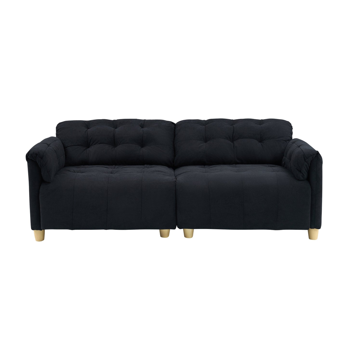 83.1 Flannelette 3-Seater Sofa with High-Density Foam, Solid Wood Frame, Easy Assembly