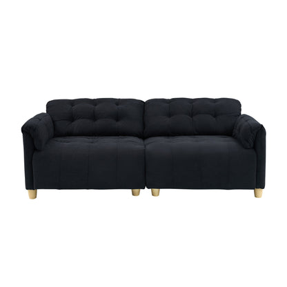 83.1 Flannelette 3-Seater Sofa with High-Density Foam, Solid Wood Frame, Easy Assembly