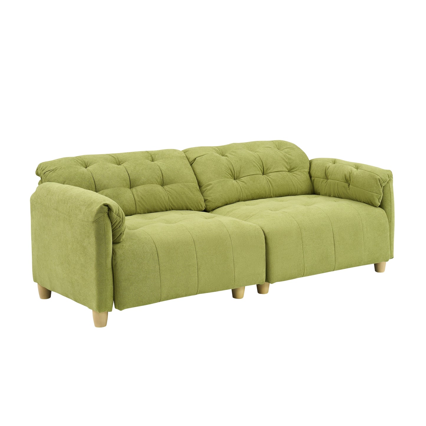 83.1 Flannelette 3-Seater Sofa with High-Density Foam, Solid Wood Frame, Easy Assembly