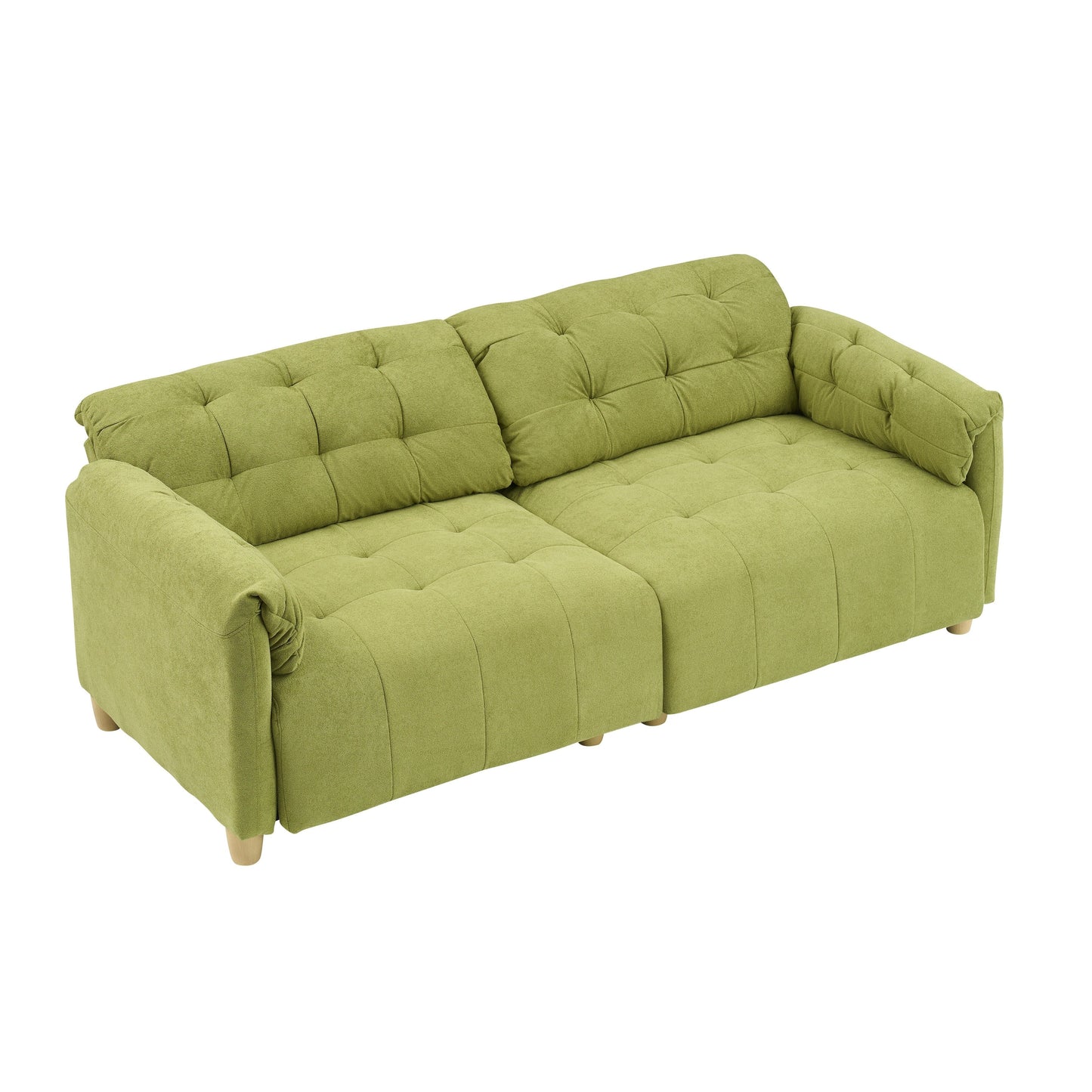 83.1 Flannelette 3-Seater Sofa with High-Density Foam, Solid Wood Frame, Easy Assembly