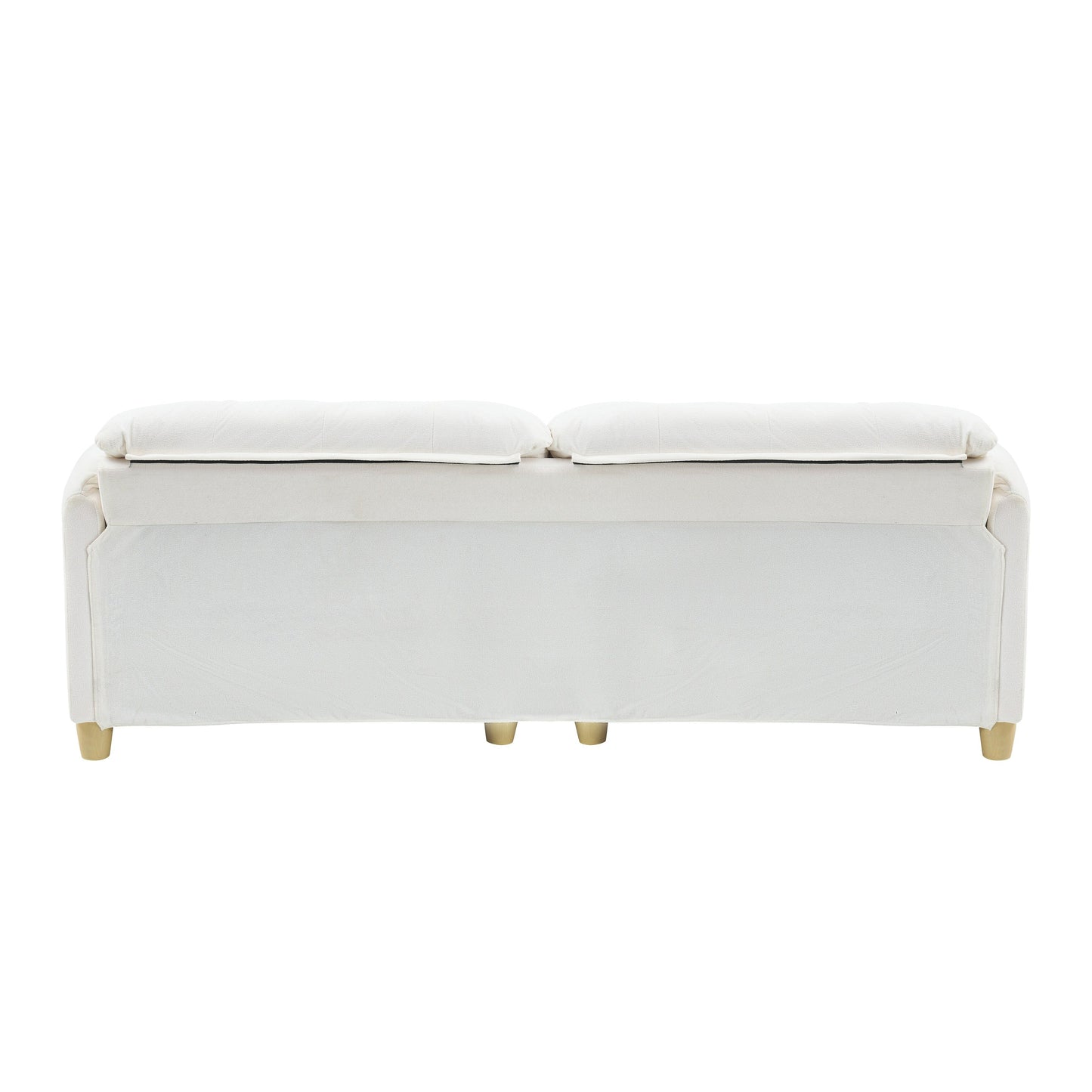 83.1 Flannelette 3-Seater Sofa with High-Density Foam, Solid Wood Frame, Easy Assembly