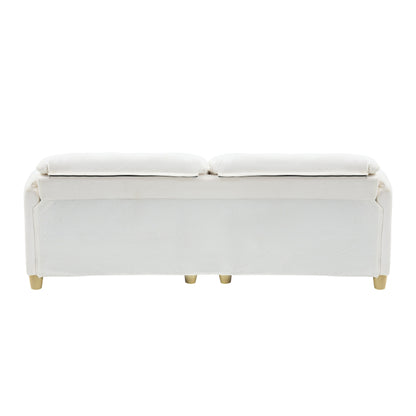 83.1 Flannelette 3-Seater Sofa with High-Density Foam, Solid Wood Frame, Easy Assembly