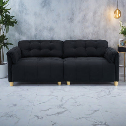 83.1 Flannelette 3-Seater Sofa with High-Density Foam, Solid Wood Frame, Easy Assembly