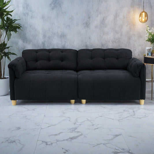 83.1 Flannelette 3-Seater Sofa with High-Density Foam, Solid Wood Frame, Easy Assembly