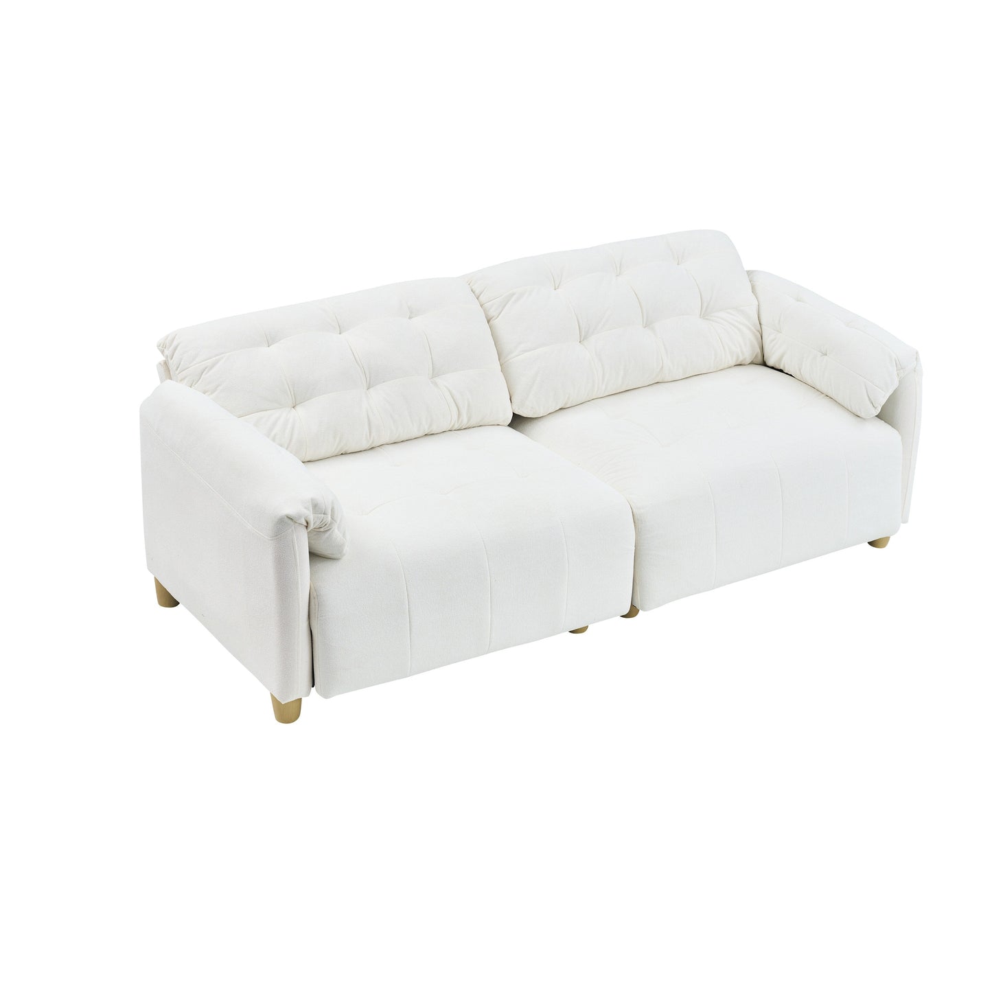 83.1 Flannelette 3-Seater Sofa with High-Density Foam, Solid Wood Frame, Easy Assembly