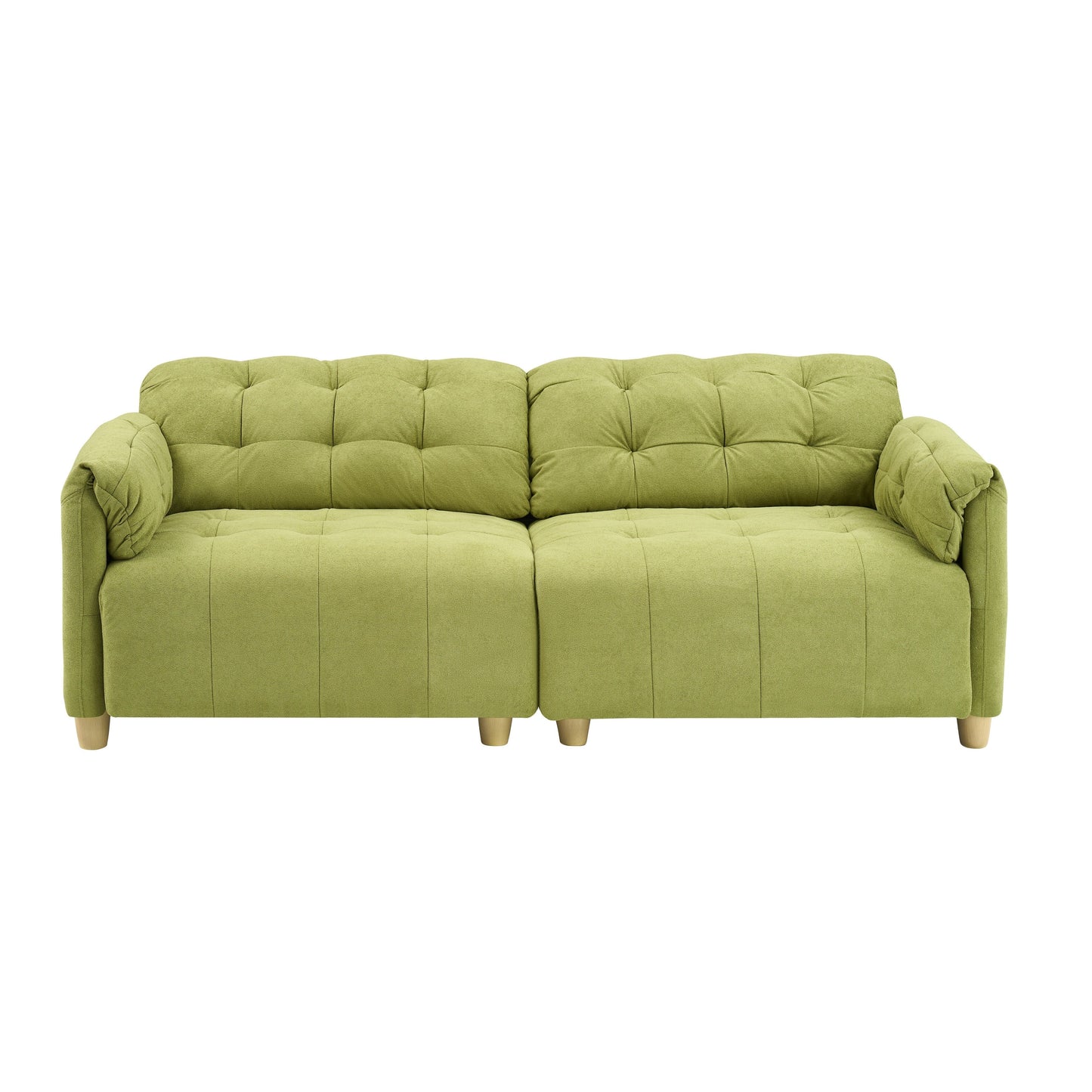 83.1 Flannelette 3-Seater Sofa with High-Density Foam, Solid Wood Frame, Easy Assembly