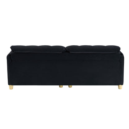 83.1 Flannelette 3-Seater Sofa with High-Density Foam, Solid Wood Frame, Easy Assembly