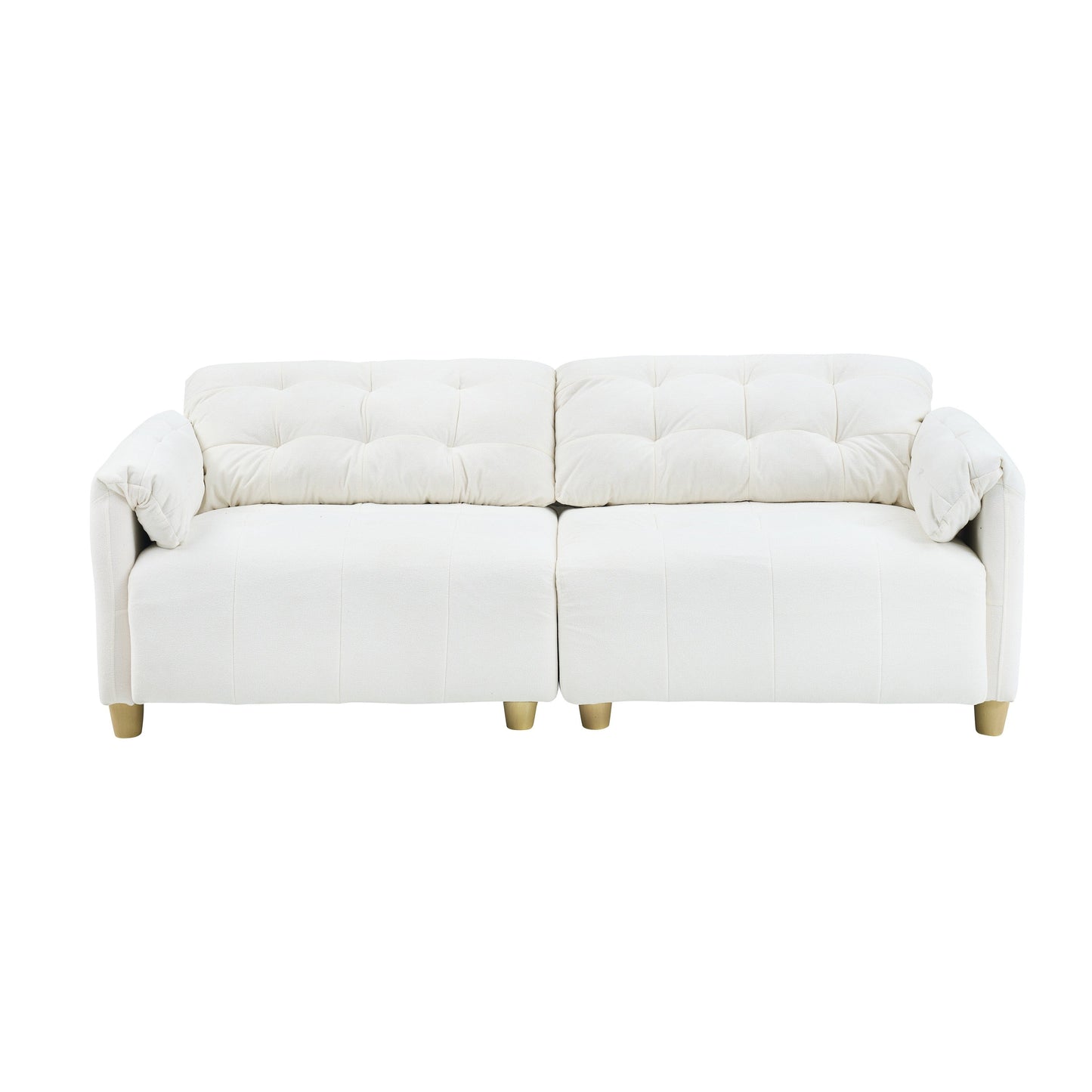 83.1 Flannelette 3-Seater Sofa with High-Density Foam, Solid Wood Frame, Easy Assembly