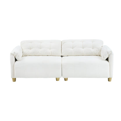 83.1 Flannelette 3-Seater Sofa with High-Density Foam, Solid Wood Frame, Easy Assembly
