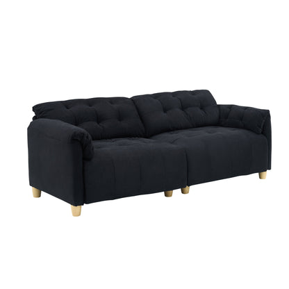 83.1 Flannelette 3-Seater Sofa with High-Density Foam, Solid Wood Frame, Easy Assembly