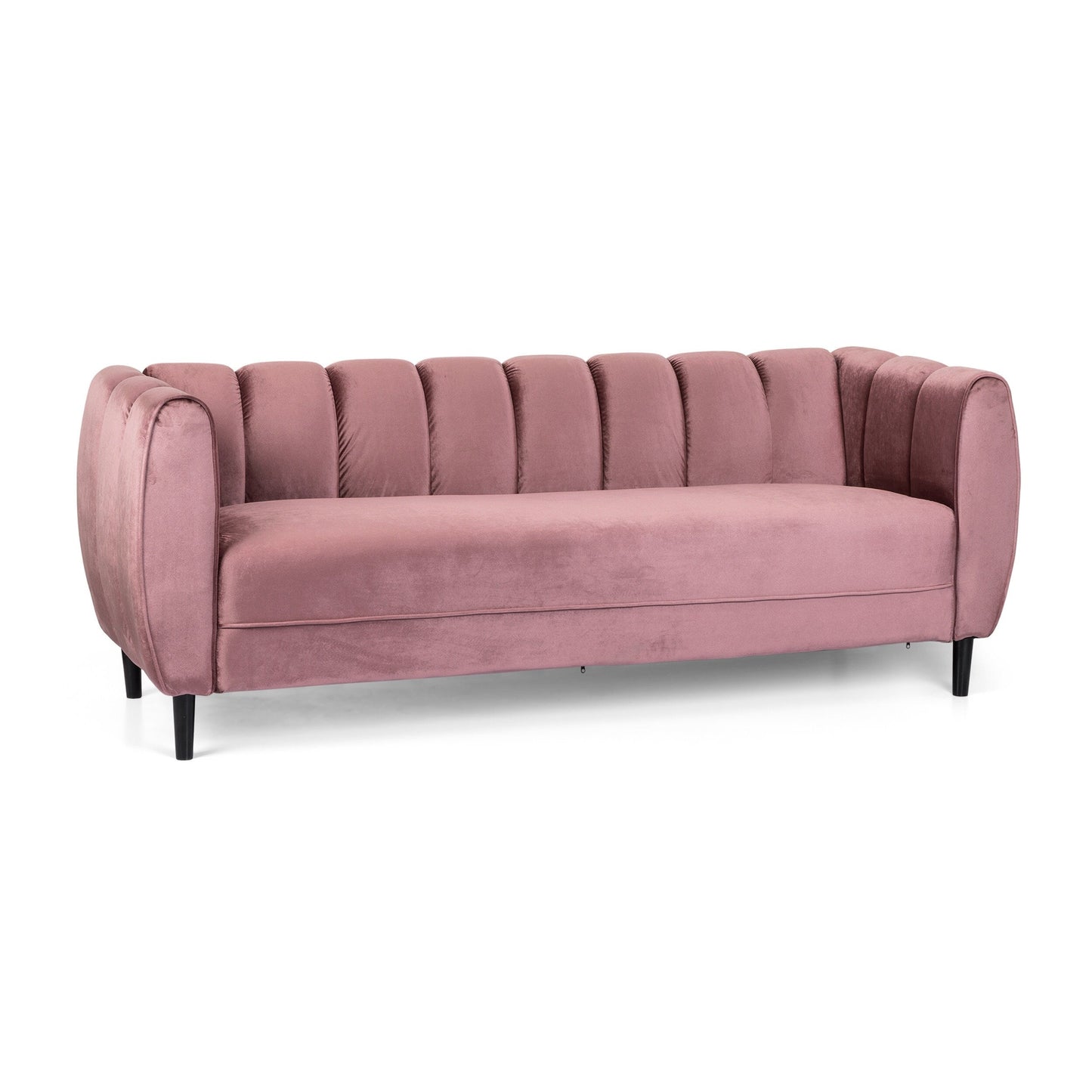 83.25 Velvet Channel Tufted 3-seater Sofa with Birch Wood Legs for Living Room