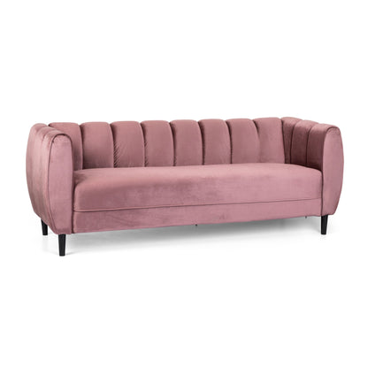 83.25 Velvet Channel Tufted 3-seater Sofa with Birch Wood Legs for Living Room