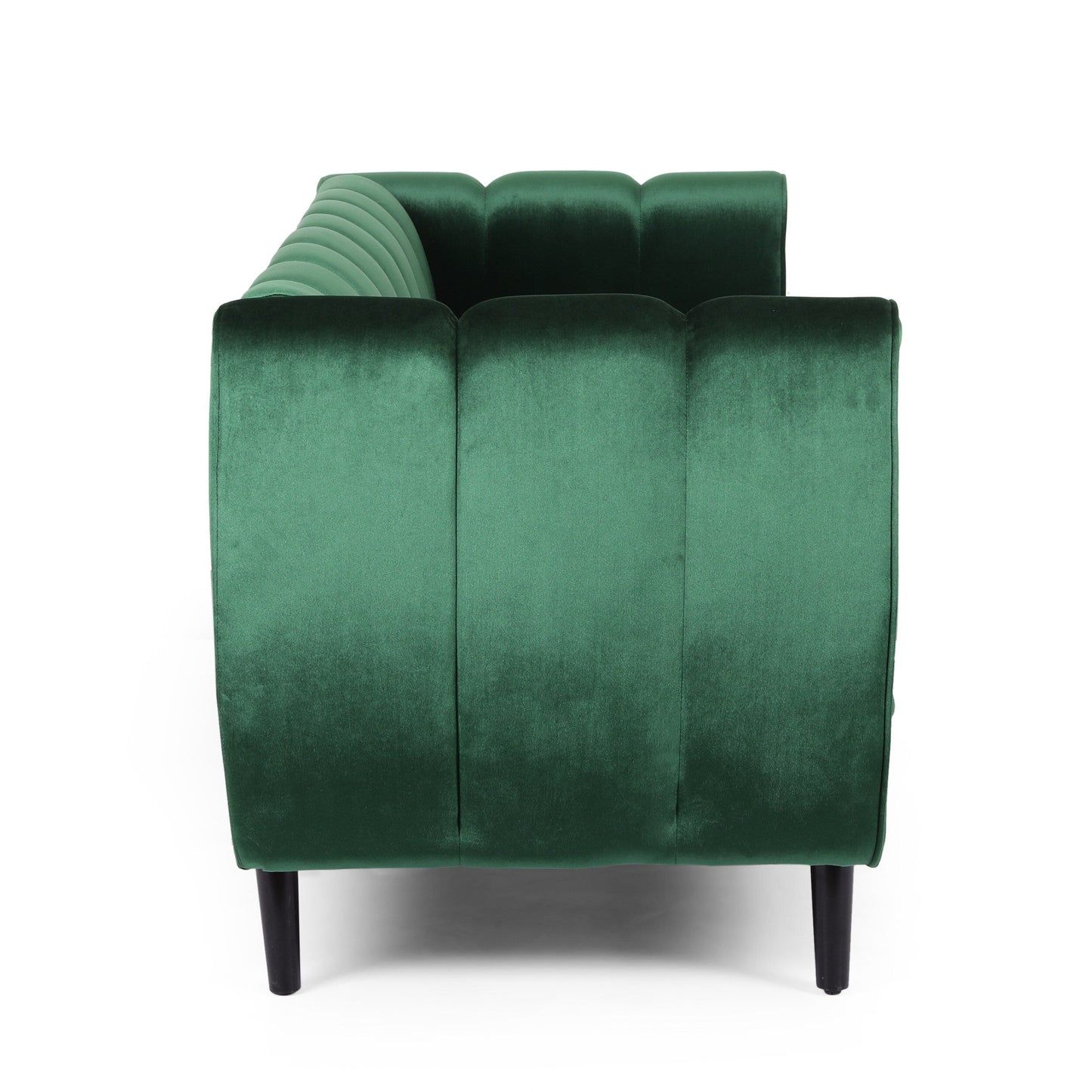 83.25 Velvet Channel Tufted 3-seater Sofa with Birch Wood Legs for Living Room