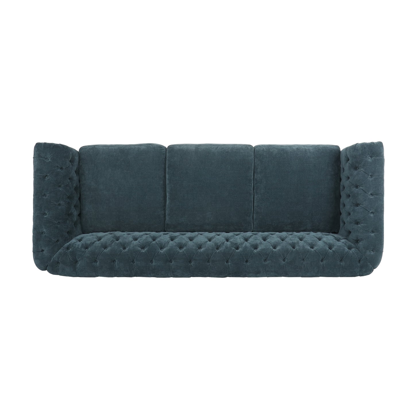 83.3'' Fabric Tufted Sofa with Wood Legs and Removable Cushions