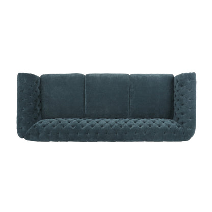 83.3'' Fabric Tufted Sofa with Wood Legs and Removable Cushions
