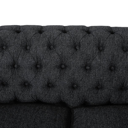83.3'' Fabric Tufted Sofa with Wood Legs and Removable Cushions