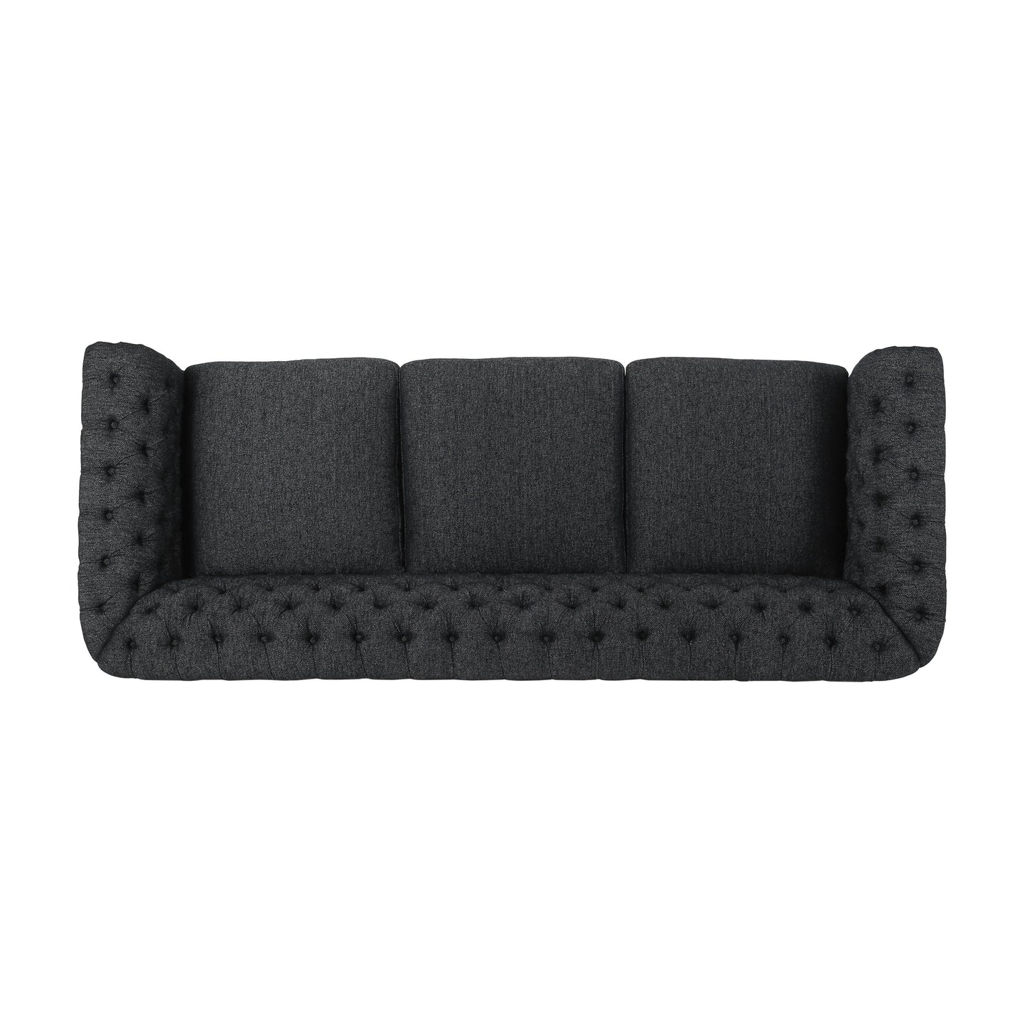83.3'' Fabric Tufted Sofa with Wood Legs and Removable Cushions