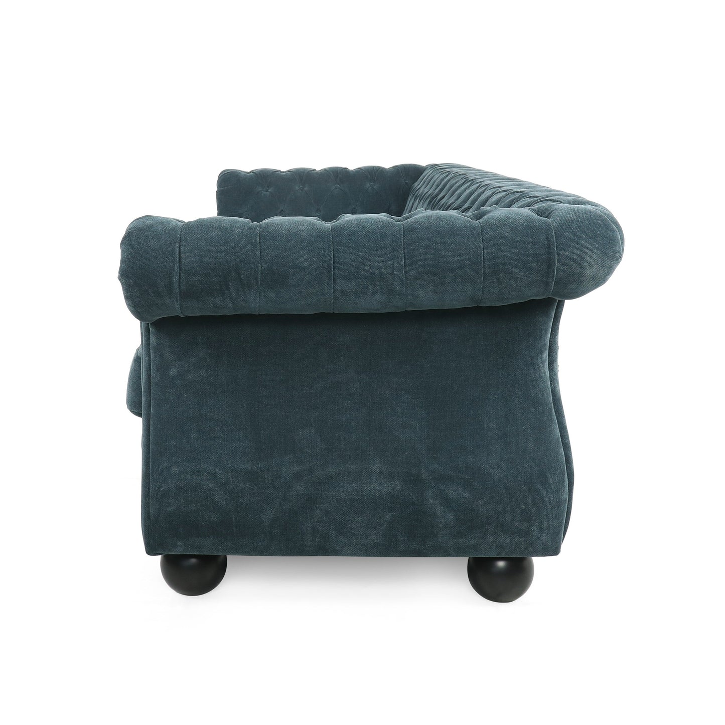 83.3'' Fabric Tufted Sofa with Wood Legs and Removable Cushions