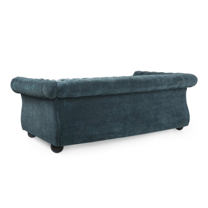 83.3'' Fabric Tufted Sofa with Wood Legs and Removable Cushions